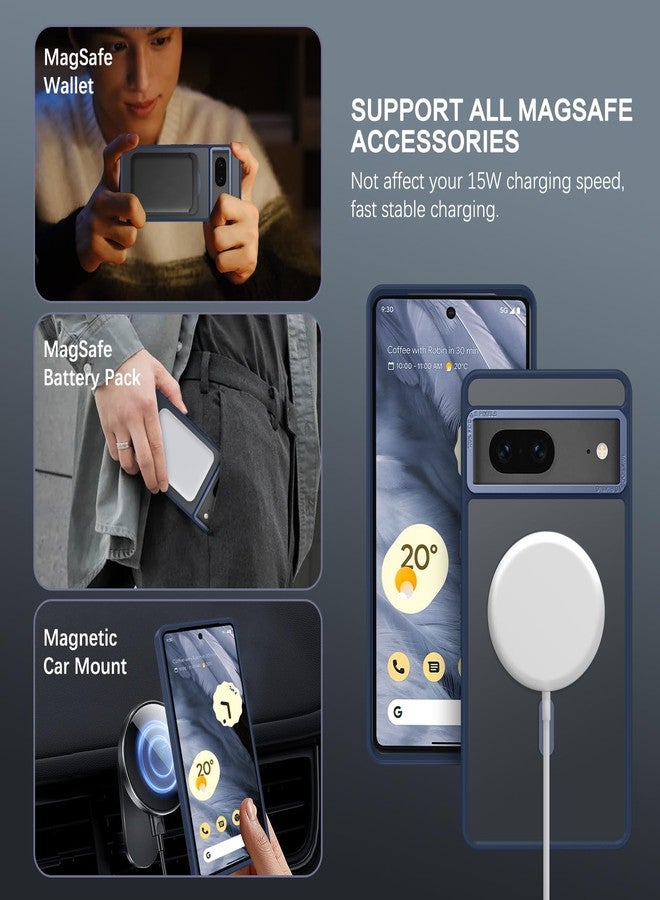 BENTOBEN for Google Pixel 7 Case [Magsafe Compatible] Translucent Matte Slim Fit Shockproof Protective Phone Case for Google Pixel 7 6.4", Navy Blue - Image 2