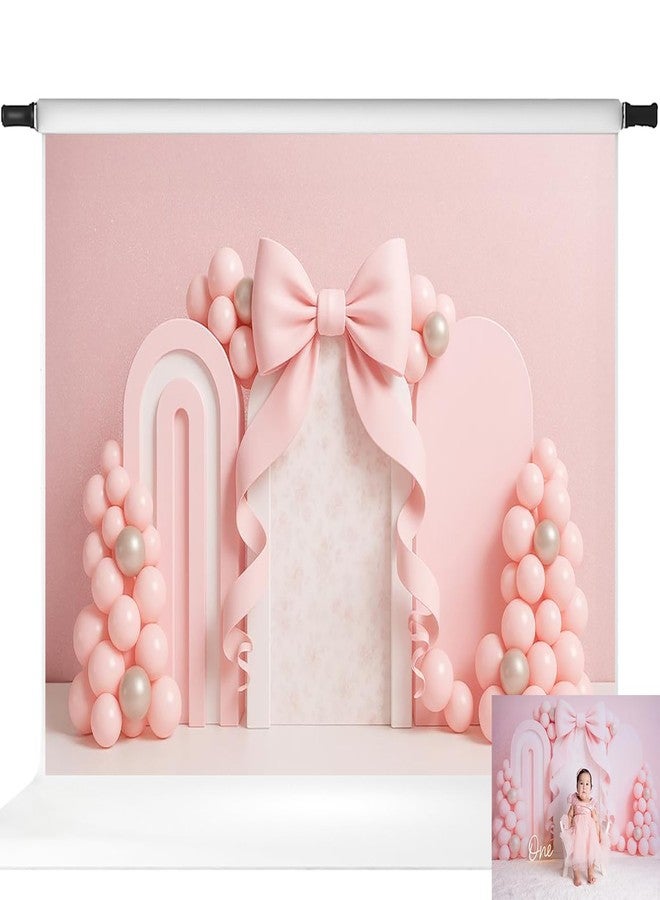 Kate 1st Birthday Backdrops Kids Photography Backdrop Pink Girls Newborn Balloons Decorations, 7x5ft - Image 1