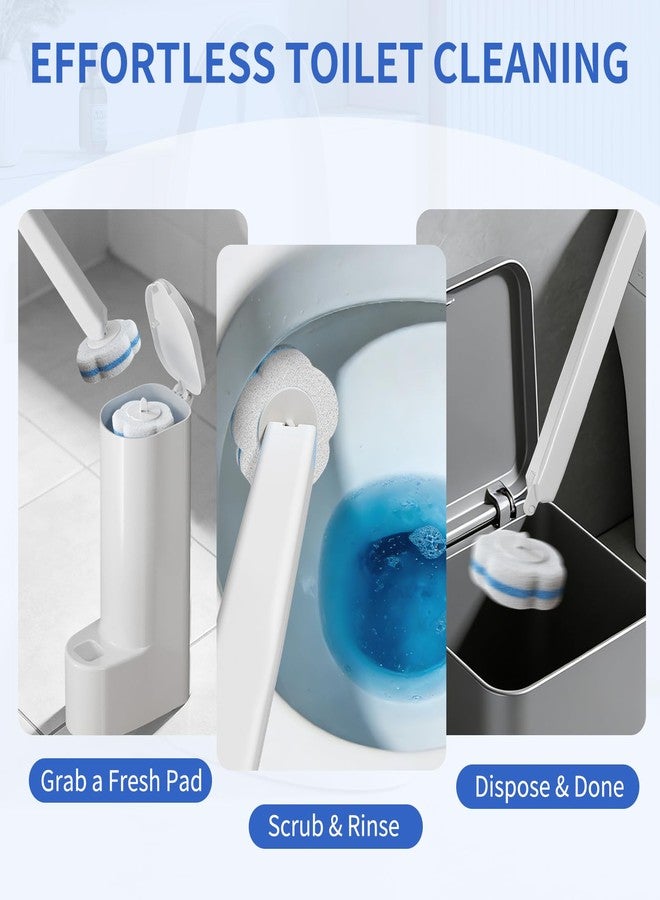 Wazzio 2 Pack Disposable Toilet Brush with Holder Set, 104 Count Toilet Wand Refills, Extended Handle Toilet Bowl Cleaner Brush for Bathroom and Bathtub Deep Cleaning - Image 4