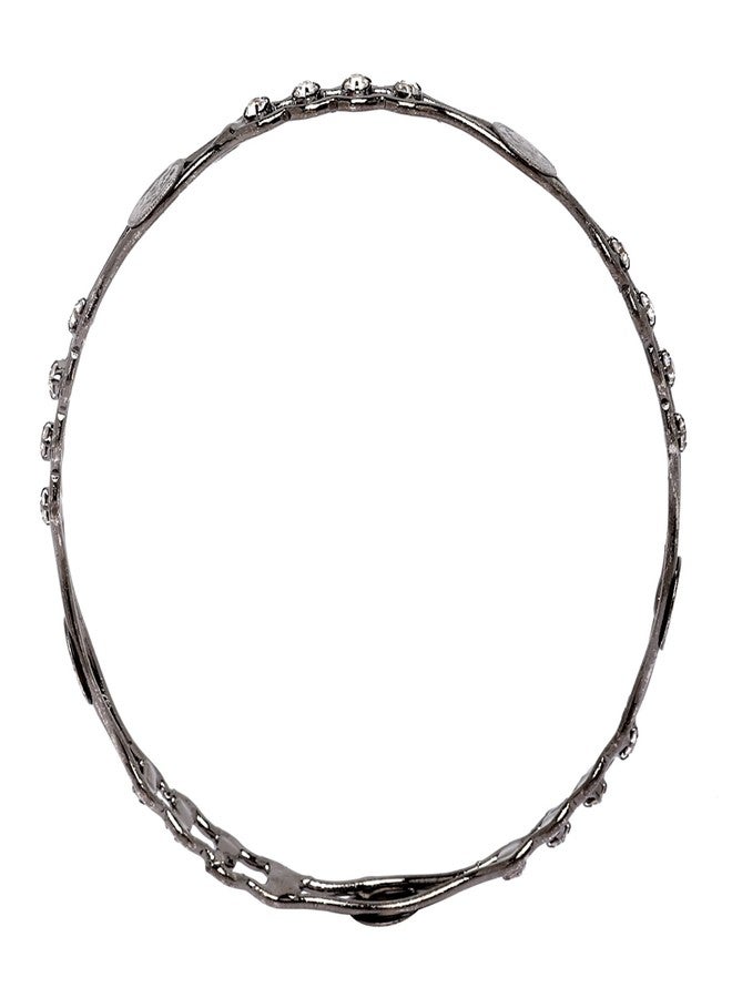 KENNICE Oxidised Silver-Plated Black Toned White AD studded Temple Coin Bangles Jewellery Set For Women & Girls - Image 4