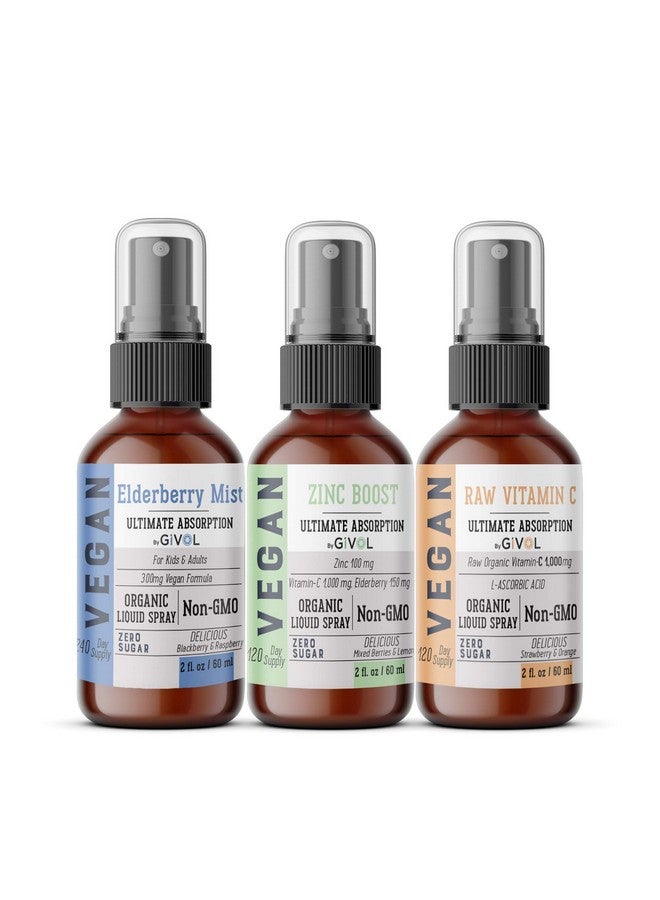 GIVOL Immunity Pack Liquid Vitamins (Pack Of 3) Zinc Picolinate Lascorbic Acid & Berry Of Sambucus Nigra Natural Immune System Support Vitamin C Elderberry & Zinc Vegan Nongmo Glutenfree - Image 2