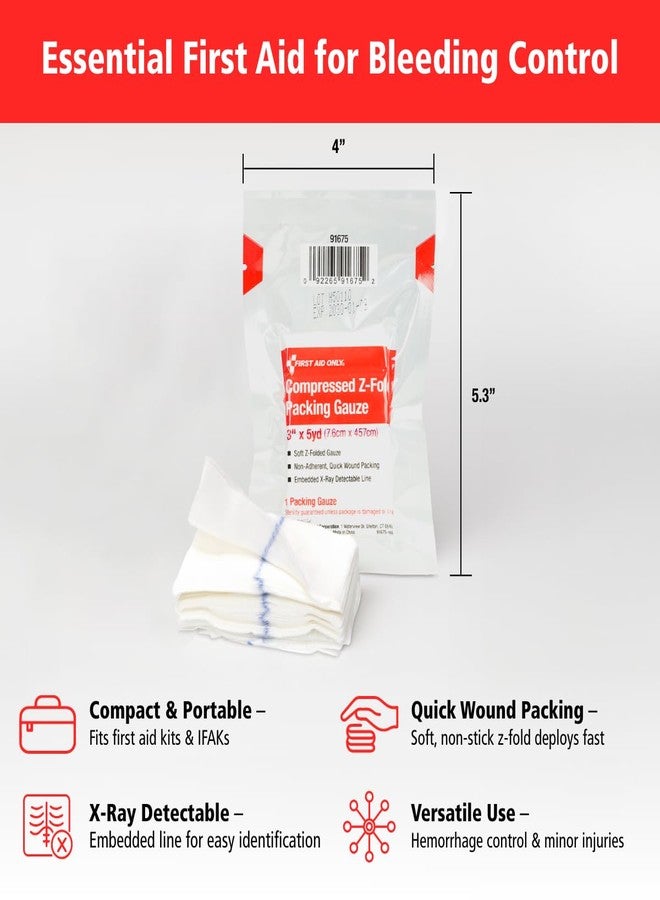 First Aid Only Sterile Compressed Z-Fold Wound Packing Gauze, with X-ray Detection 3" x 5yd, 4 per Box - Image 2