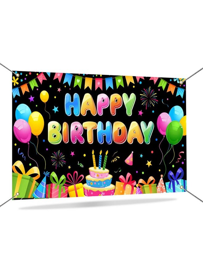 Mocsicka Mocsicka Happy Birthday Backdrop Banner Kids Colorful Boys Girls Birthday Party Decorations Photo Props Party Supplies 70.8 x 43.3 Inch  - Image 1