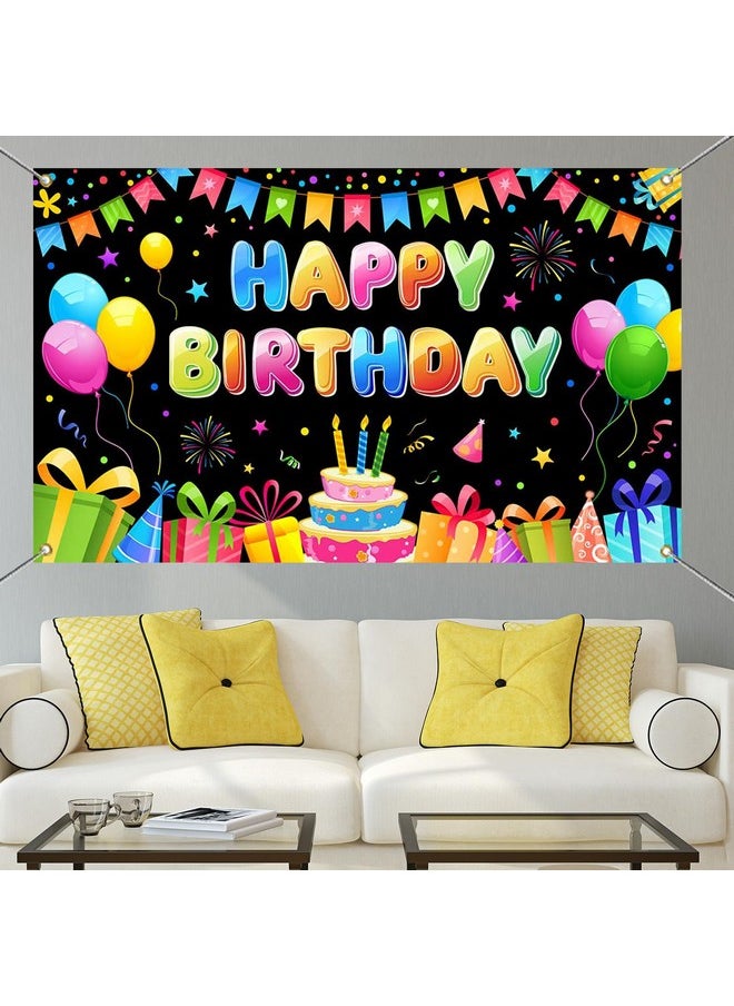 Mocsicka Mocsicka Happy Birthday Backdrop Banner Kids Colorful Boys Girls Birthday Party Decorations Photo Props Party Supplies 70.8 x 43.3 Inch  - Image 5