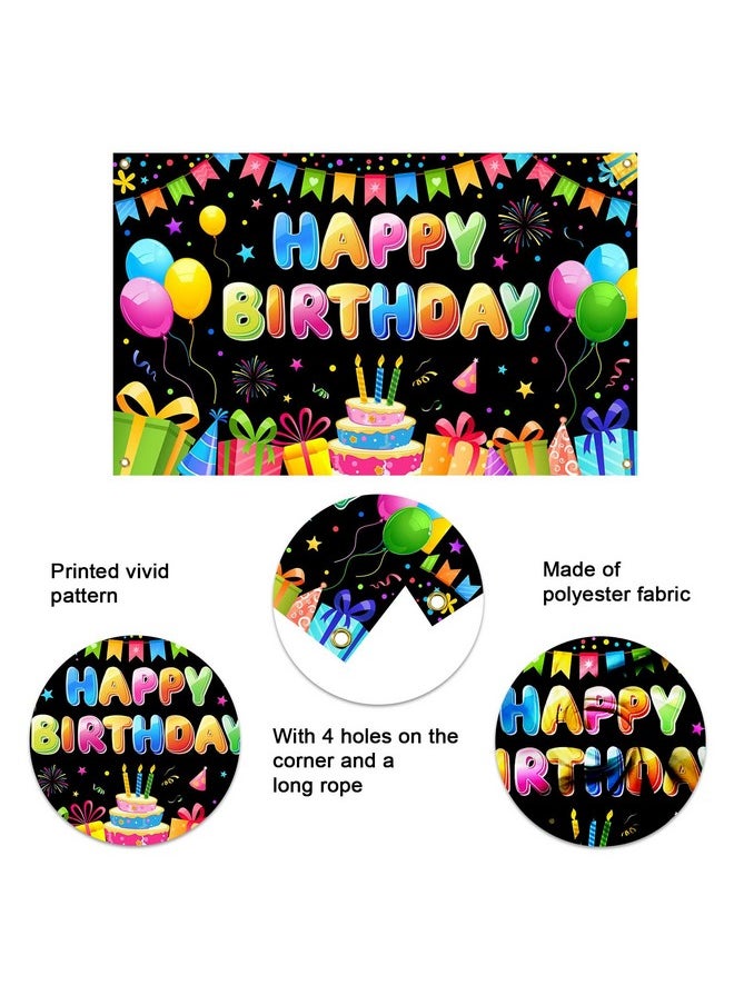 Mocsicka Mocsicka Happy Birthday Backdrop Banner Kids Colorful Boys Girls Birthday Party Decorations Photo Props Party Supplies 70.8 x 43.3 Inch  - Image 4
