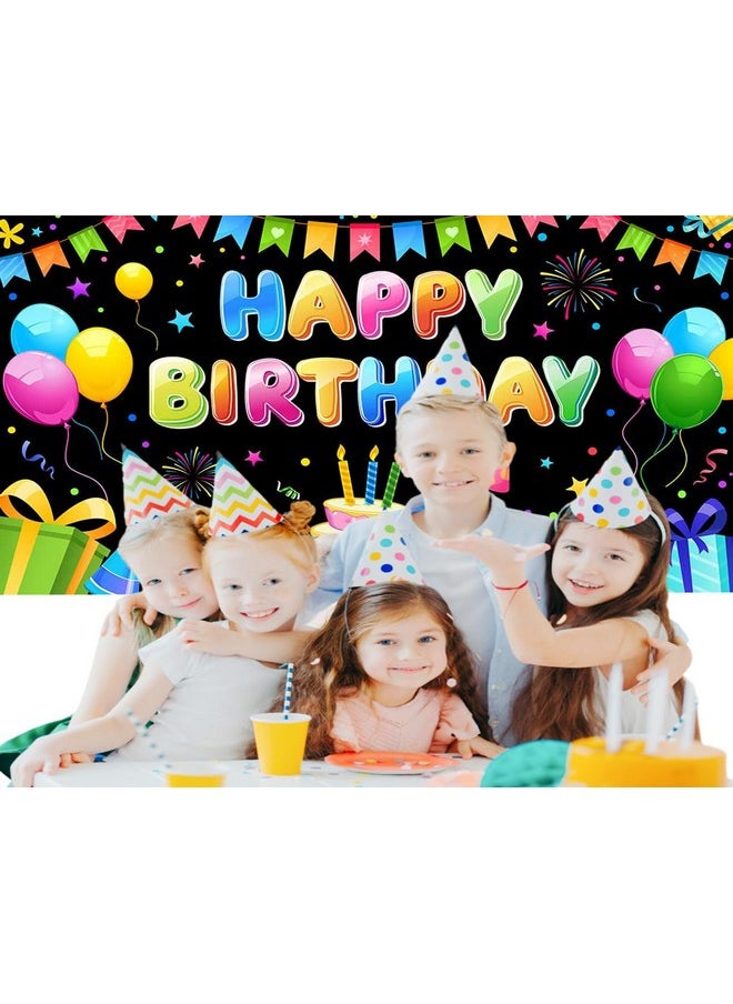 Mocsicka Mocsicka Happy Birthday Backdrop Banner Kids Colorful Boys Girls Birthday Party Decorations Photo Props Party Supplies 70.8 x 43.3 Inch  - Image 3