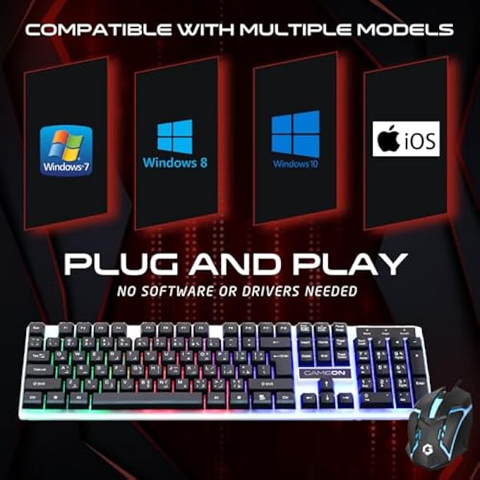 GAMEON DOMINION GO21KM-B RGB WIRED KEYBOARD & MOUSE COMBO Â€“ FULL-SIZE ENGLISH/ARABIC LAYOUT, MULTI-ZONE RAINBOW BACKLIGHTING, ERGONOMIC DESIGN, USB WIRED CONNECTIVITY - Image 2