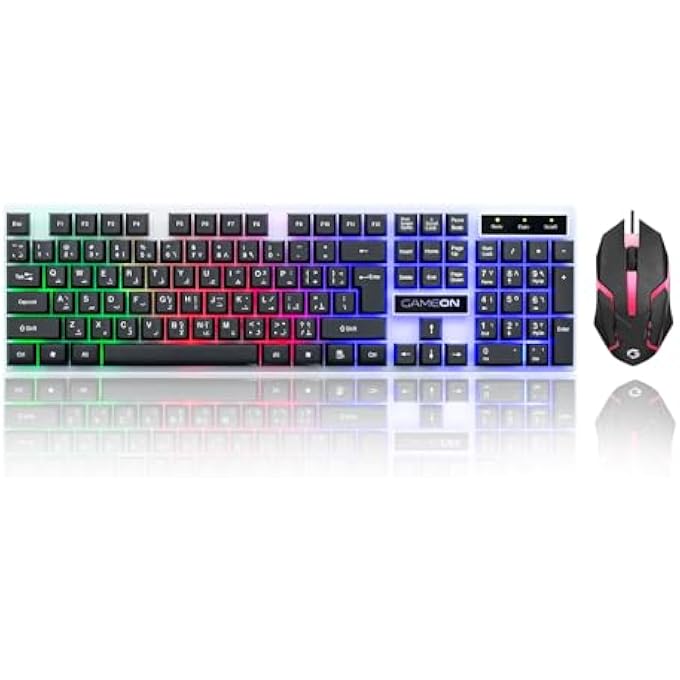 GAMEON DOMINION GO21KM-B RGB WIRED KEYBOARD & MOUSE COMBO Â€“ FULL-SIZE ENGLISH/ARABIC LAYOUT, MULTI-ZONE RAINBOW BACKLIGHTING, ERGONOMIC DESIGN, USB WIRED CONNECTIVITY - Image 1