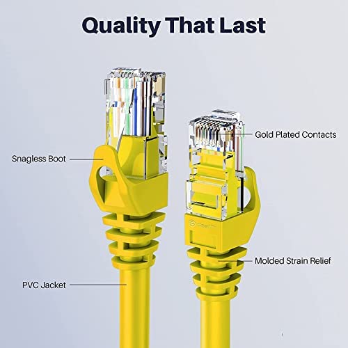 FEDUS 50 Meter Cat6A Shielded Foiled Twisted 4 Pair Sftp Sstp High Speed Gigabit Computer Network Internet Rj45 Lan Wire Patch Ethernet Cable For Printer, Personal Computer YELLOW - Image 3