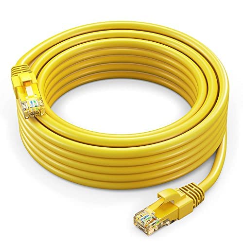 FEDUS 50 Meter Cat6A Shielded Foiled Twisted 4 Pair Sftp Sstp High Speed Gigabit Computer Network Internet Rj45 Lan Wire Patch Ethernet Cable For Printer, Personal Computer YELLOW - Image 1