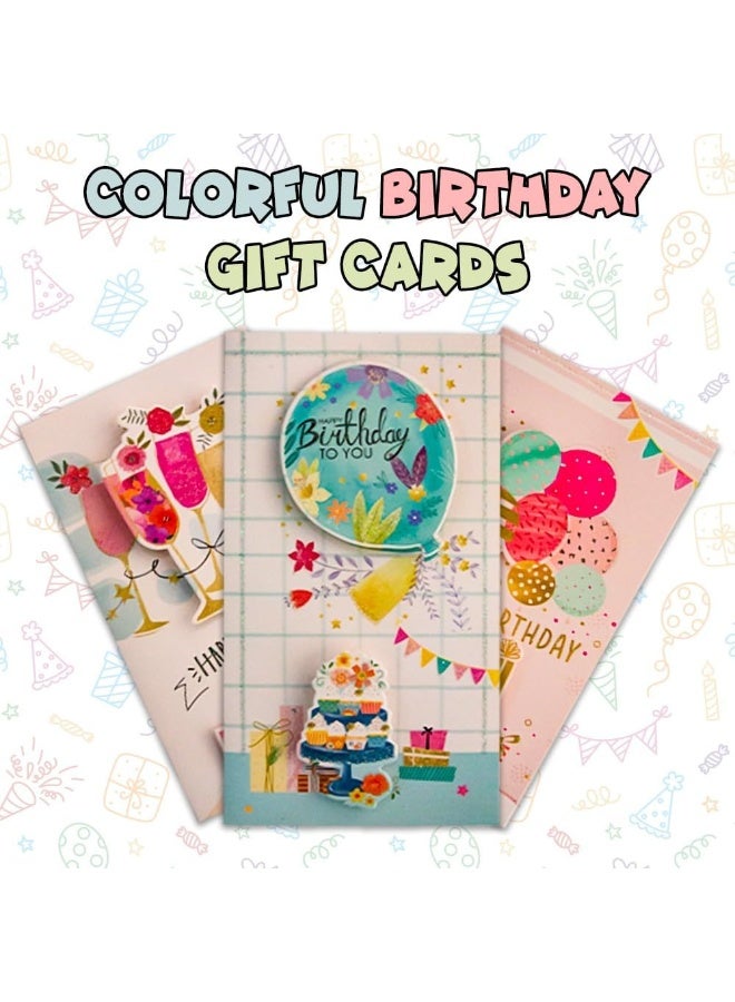 UKR UKR 8-Pack 3D Happy Birthday Greeting Cards Large 9-Inch Pop-Up Cards with Envelopes Colorful Birthday Party Cards for Kids and Adults Festive Cakes Individual Packing (SET-C)  - Image 3