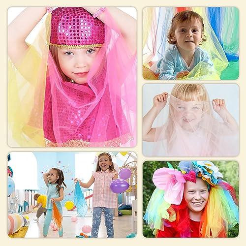 Colovis 30 Pack Dance Scarves,15 Colors Square Juggling Scarf Props Magic Trick Silk Scarves Music Movement Scarf for Kids to Play with, 24 by 24 Inches - Image 3
