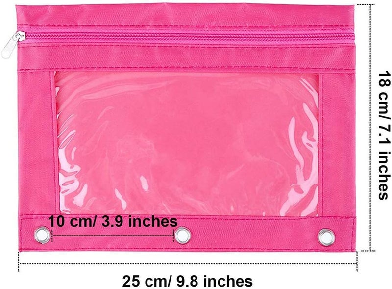 SdeFe Store Zippered Binder Fabric Pencil Pouch 3 Rings with Clear Window for School Classroom Organizers 8 Pack (Multicolor) - Image 5