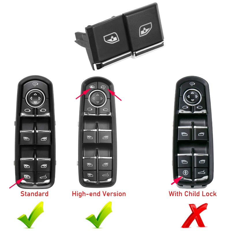 Jaronx 2PCS Driver Side Window Switch Buttons - Compatible with Porsche Cayenne 2011-2018, Panamera 2011-2016, Macan 2015-2022 - Power Window Switch Button Replacements - Image 3
