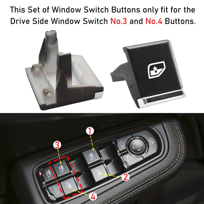 Jaronx 2PCS Driver Side Window Switch Buttons - Compatible with Porsche Cayenne 2011-2018, Panamera 2011-2016, Macan 2015-2022 - Power Window Switch Button Replacements - Image 5