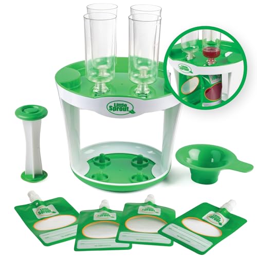 Sprout Cups Baby Food Maker for Infants Toddlers 11 Piece Set 4 6oz Food Squeeze Purees at Once wFill Station Pouches Funnel Tubes Plunger Dishwasher Safe BPA Free for SemiSolid Food Gift 