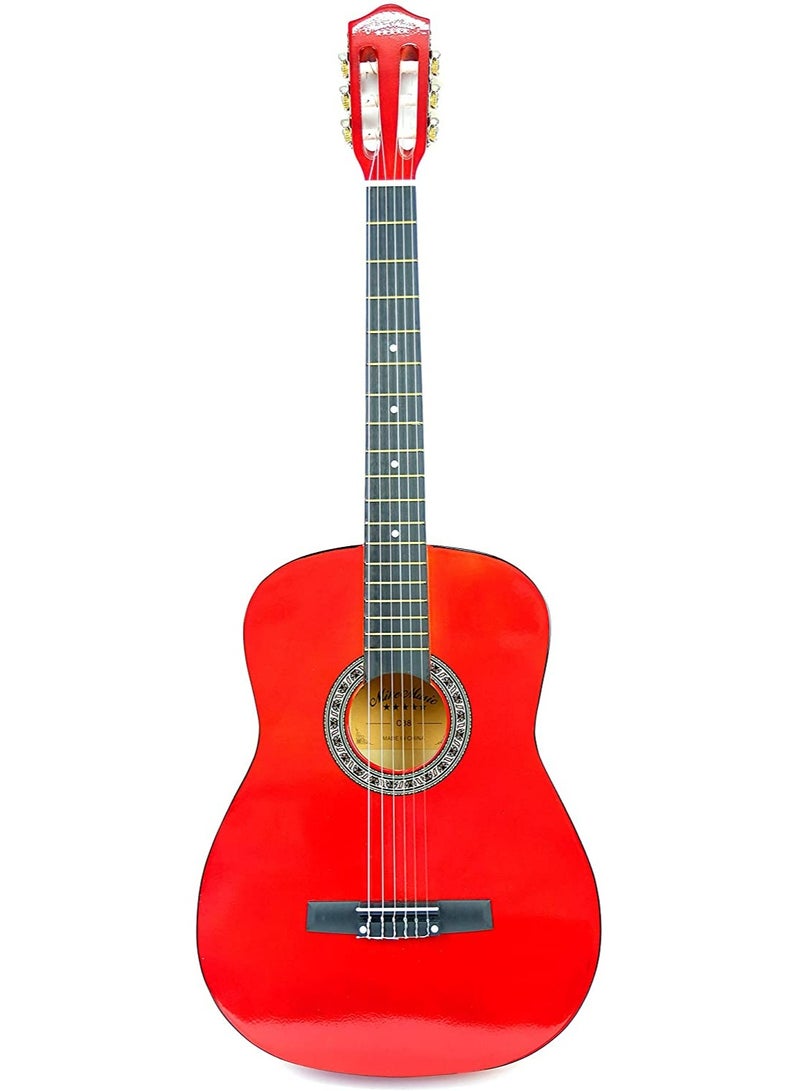 Mike Music 38 Inch Classical Guitar for Beginner Teen Adult, 38-inch Guitar Acoustic Classic Guitar 6-Strings Classical Guitar Set With Accessories Gig Bag, Picks, Right Hand, Red - Image 2
