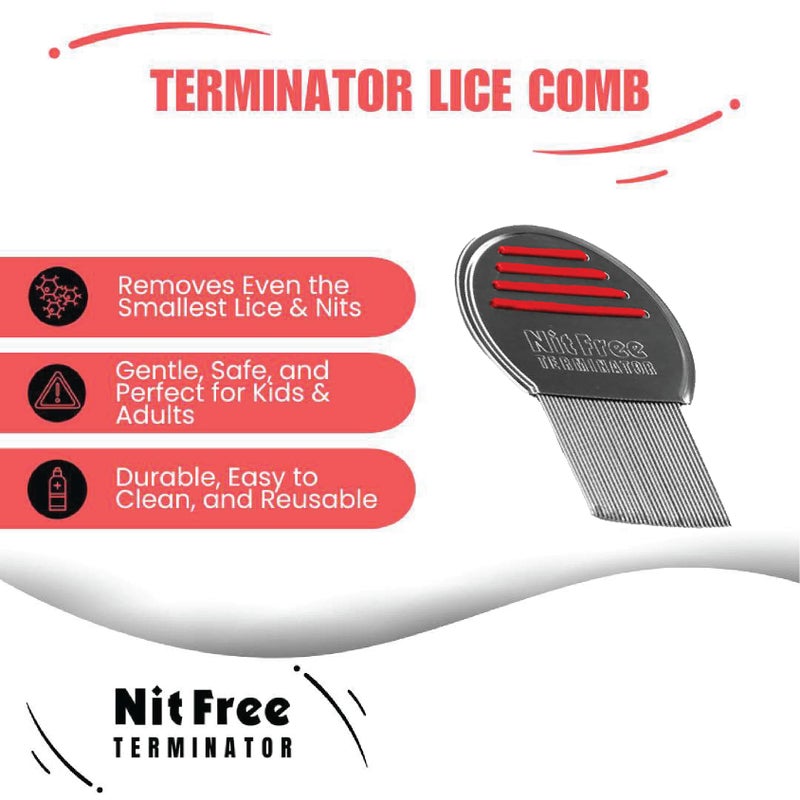 Nit Free Terminator Lice Comb - Professional Stainless Steel Comb for Effective Head Lice Treatment (Color May Vary) (Pack of 1) - Image 2