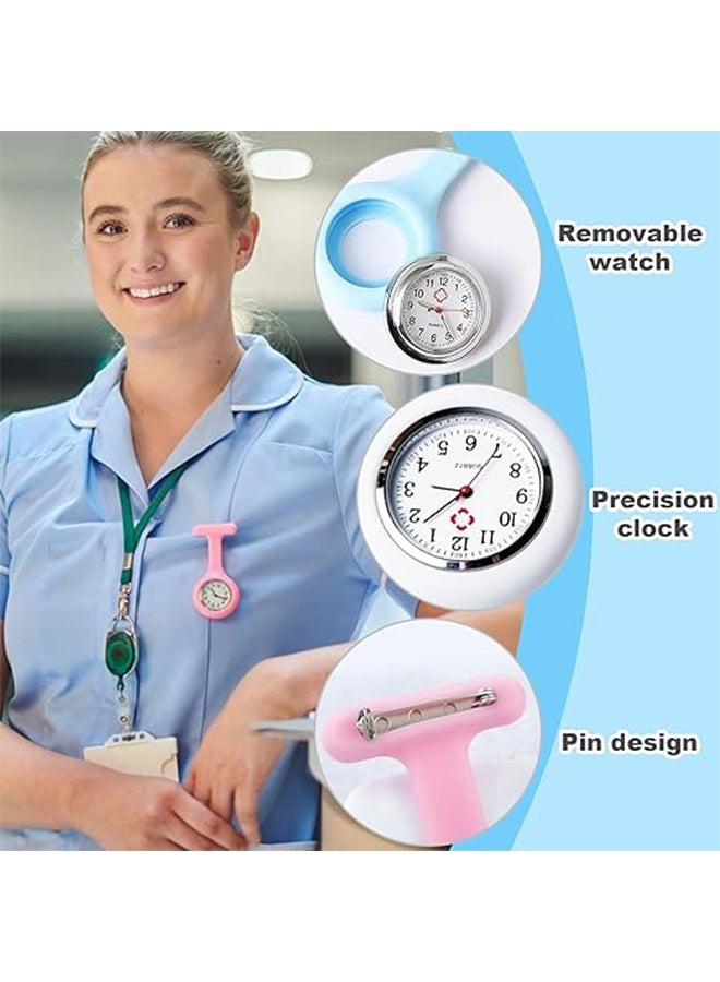 3 Pieces Nurse Watches, Pocket Watch with Pin/Clip, Medical Healthcare Silicone Brooch Watches, Easy to Carry for Nurses, Doctors, Paramedics (3 Colors with Sticker) - Image 5
