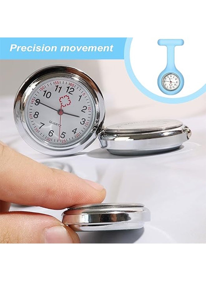 3 Pieces Nurse Watches, Pocket Watch with Pin/Clip, Medical Healthcare Silicone Brooch Watches, Easy to Carry for Nurses, Doctors, Paramedics (3 Colors with Sticker) - Image 4