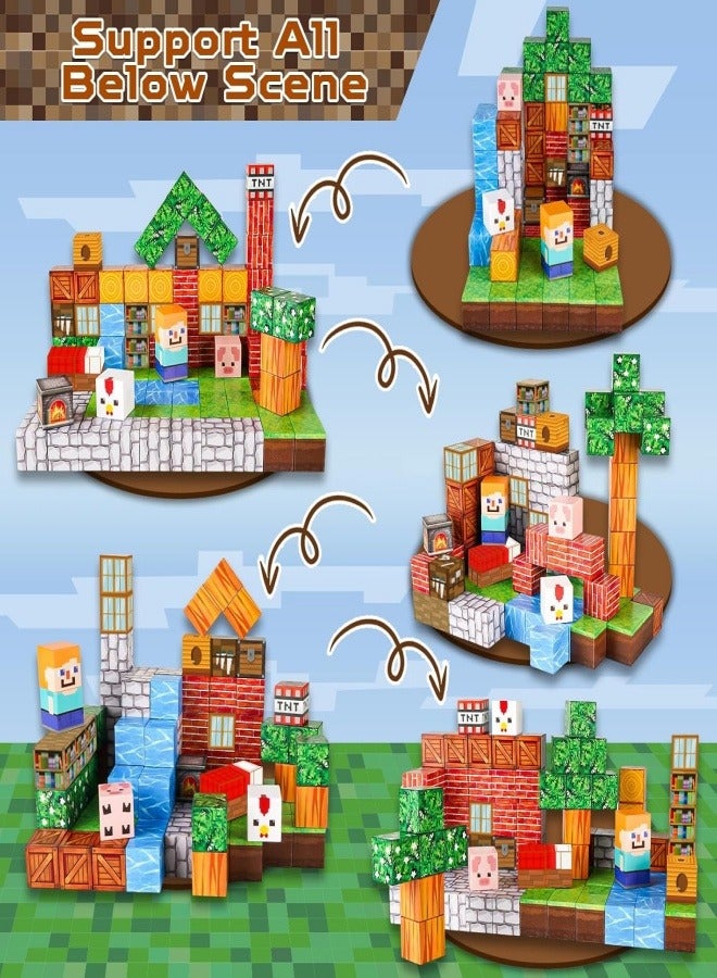 Magnetic Building Blocks,100PCS MagneticToys ，Building Cube Gamefor Age 3 +,STEM Montessori Stacking Toy, Sensory Tile Building ,2cm Magnet Cubes ,Gifts For Kids - Image 4