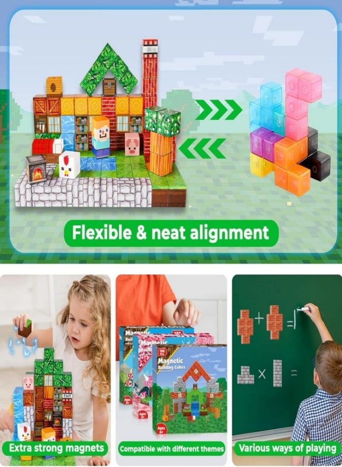 Magnetic Building Blocks,100PCS MagneticToys ，Building Cube Gamefor Age 3 +,STEM Montessori Stacking Toy, Sensory Tile Building ,2cm Magnet Cubes ,Gifts For Kids - Image 5