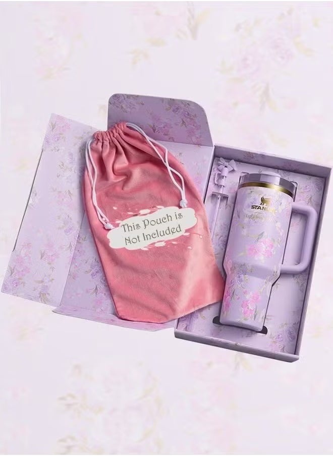 Stanley - Stanley Love Shack Fancy H2.0 Flow State 40oz Tumbler, Stainless Steel Vacuum Insulated Quencher with Lid, Straw, and Stopper, Ideal for Water and Iced Tea, Keeps Drinks Cold, Presented in Elegant Gift-Ready Packagin purple - Image 1
