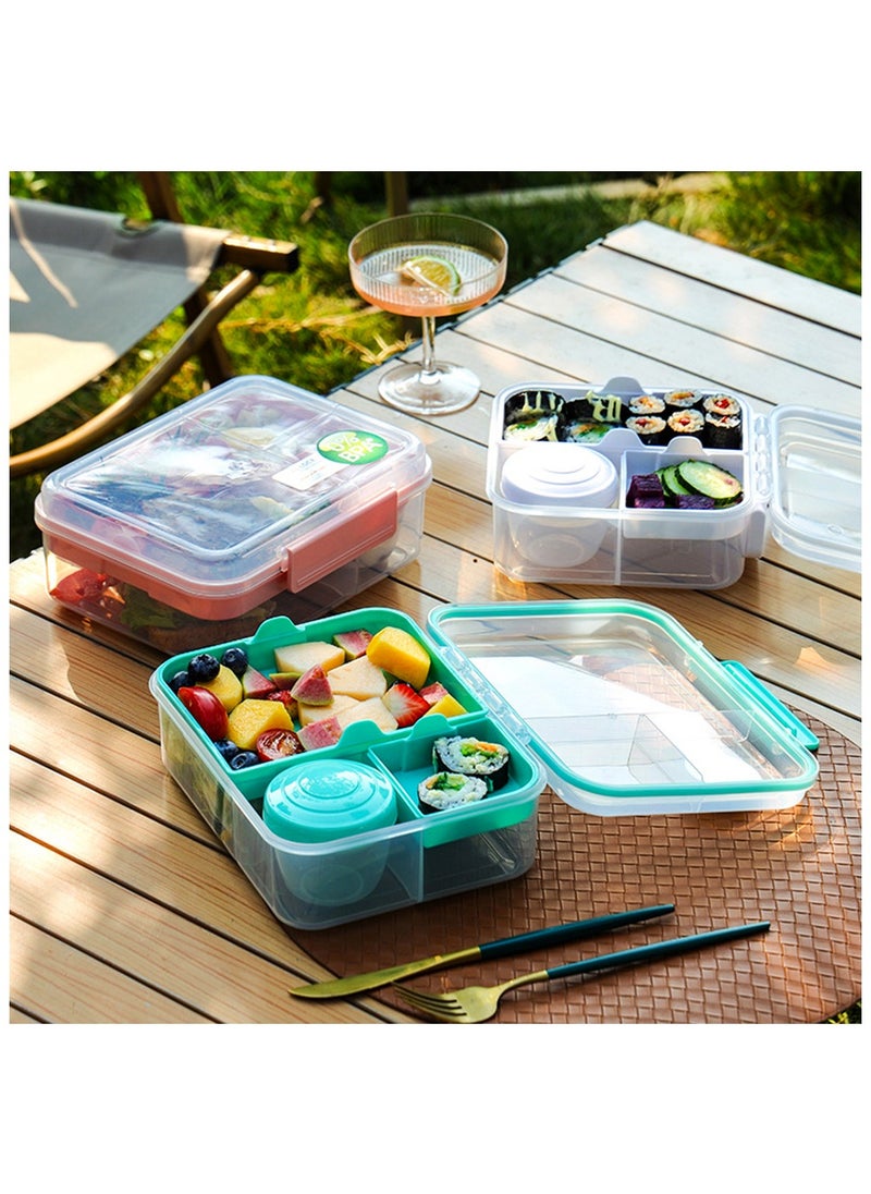3/4/5 Compartment Convertible 1250ml Bento Lunch Box With 150ml Gravy Bowl - Pink