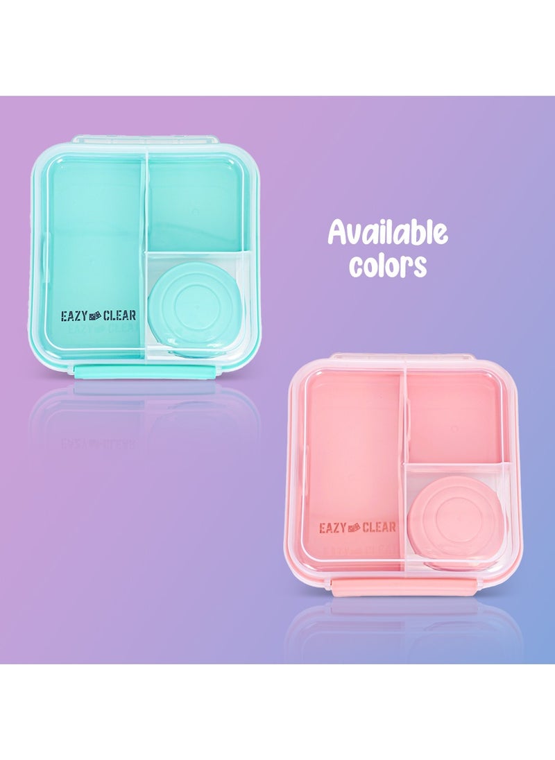 3/4/5 Compartment Convertible 1250ml Bento Lunch Box With 150ml Gravy Bowl - Pink