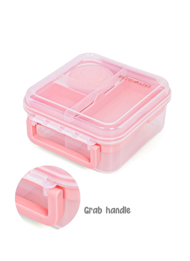 3/4/5 Compartment Convertible 1250ml Bento Lunch Box With 150ml Gravy Bowl - Pink
