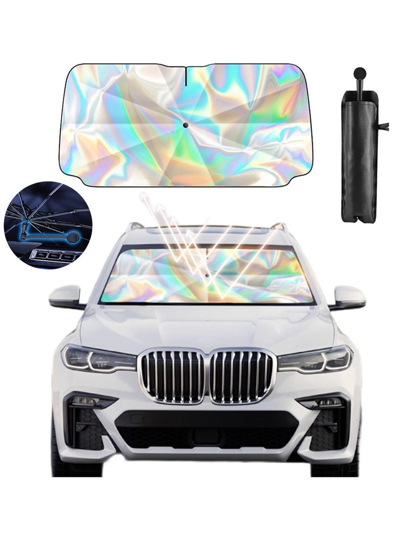 Foldable Car Windshield Sun Shade Umbrella, 360° Rotating Sunshade for Car Windshield Front Window Reflective Heat Automotive Interior Sun Protection for Cars Spring Structure Umbrella Edge Prote - Image 1