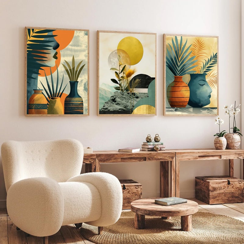 Gamya Boho wall Art Paintings Modern Art Framed Wall Painting for Living Room Bedroom Wall Posters Paintings with Frame Set of 3 14x18 Inches art 2