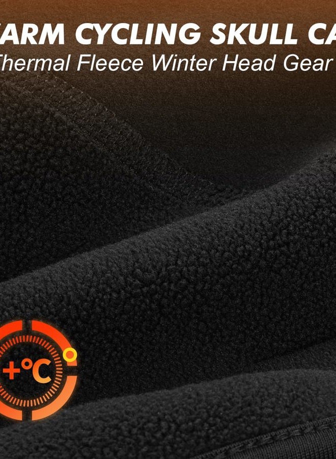 MELASA Thermal Fleece Skull Cap Beanie with Glasses Holes, Ear Warmer Helmet Liner, Winter Cycling Bike Hat for Men Women Black - Image 2