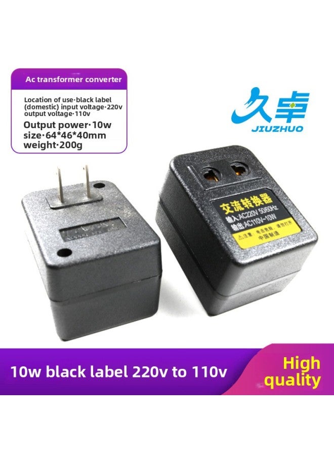 Voltage Converter 110V To 220V Power Transformer Small Household Appliances 220V To 110V Charging Conversion Adapter-Color:Domestic Use 220 To 110v 10w Black Label