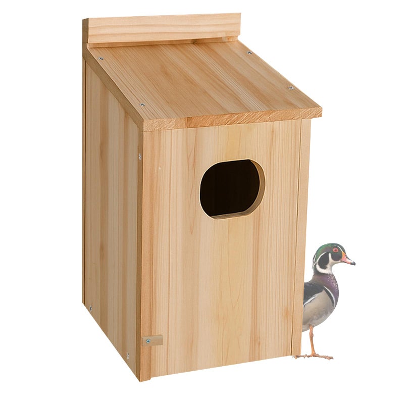 Amcortn Duck House Wood Duck Houses for Outside Duck Nesting Box Outdoor Shelter for Pond Wetland Ducks and Hooded Mergansers 17x10x10 Inches - Image 2