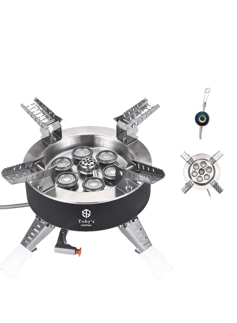 Toby'S Stove 02 Portable Picnic Camping Stove Windproof Design Gas Cooking Burner With Piezo Ignition And Carrying Case Foldable Stove For Outdoor Backpacking Hiking Picnic Car - Image 1