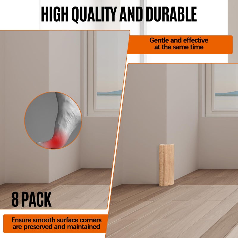 ReliThick 8 Pcs 5.5 x 3/4 Rounded Outside Bullnose Corner Non-Sticky Baseboard Molding and Trim Block Pine Baseboard Molding Trim Fits Standard for 3/4 Rounded Bullnose Corners - Image 3