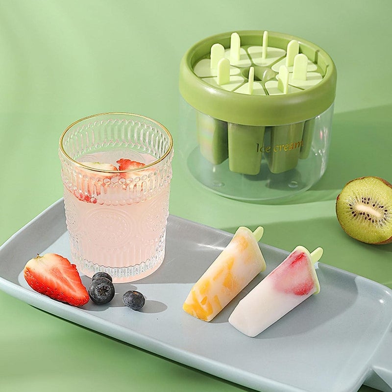 LEKORED Set of 6 Plastic Reusable Ice Pop Makers Homemade Popsicle Frozen Ice Cream Moulds Tray Kulfi Candy Ice Lolly Mold for Children Adults Orange - Image 5