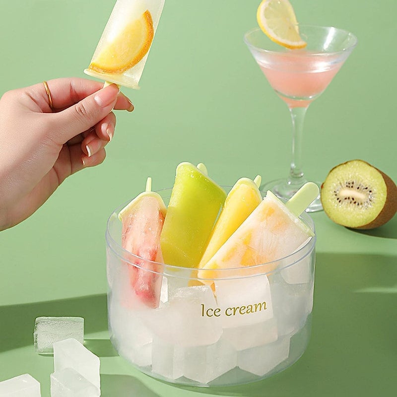 LEKORED Set of 6 Plastic Reusable Ice Pop Makers Homemade Popsicle Frozen Ice Cream Moulds Tray Kulfi Candy Ice Lolly Mold for Children Adults Orange - Image 3