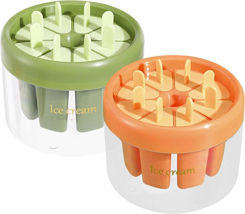 LEKORED Set of 6 Plastic Reusable Ice Pop Makers Homemade Popsicle Frozen Ice Cream Moulds Tray Kulfi Candy Ice Lolly Mold for Children Adults Orange - Image 2