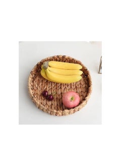Spaceshoop Rattan Serving Tray with Handles Set of 3 Hand Woven Wicker Tray Rustic Decorative Tray for Breakfast Drinks Snack Bread for Coffee Table Bar Dinner Parties Kitchen Organizer Round 30-35-40  - Image 4