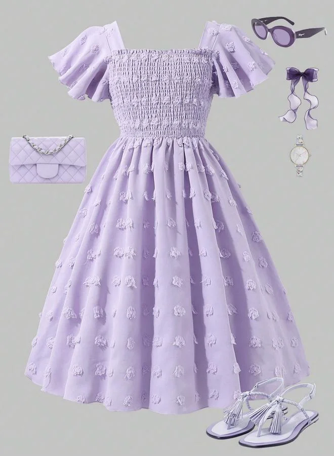 تايك تو فستان ميدي مزين وتفاصيل كشكشة مطاطية