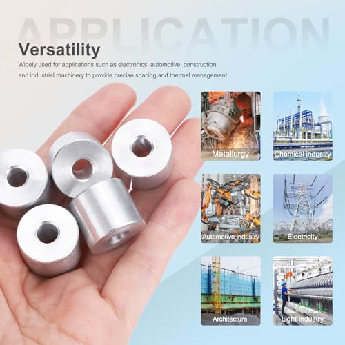 HiPicco Aluminum Spacers 3mm Bore x 6mm OD x 15mm Length Unthreaded Standoff Bushing Plain Finish Round Metal Spacer, Fits M3 Screws Bolts Rods 20 Pack - Image 5