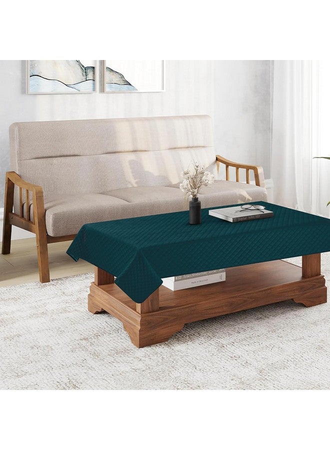 Homerz Premium Velvet Table Cover, Quilted Fabric, 36 x 54 inch Size (Teal Velvet, Center Table) - Image 1