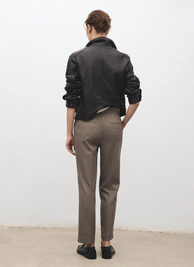 MANGO Pinstripe cropped fitted pants