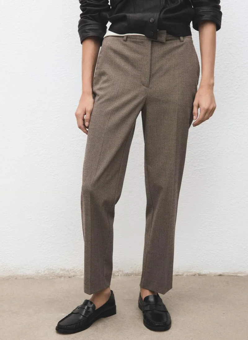 MANGO Pinstripe cropped fitted pants