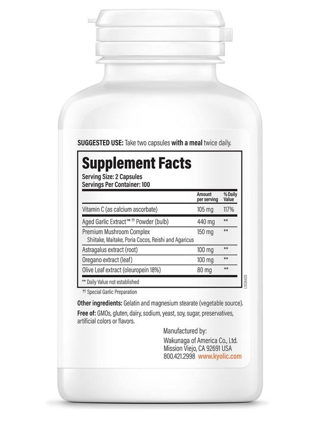 Kyolic Aged Garlic Extract Formula 103 Immune Support, 200 Capsules (Packaging May Vary) - Image 3