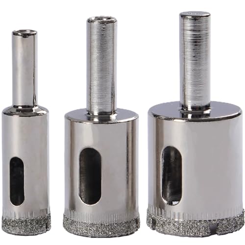 Drilax 3-Pc Diamond Drill Bit Set | 1/2", 3/4", 1" Sizes | 1-1/8" Depth for Ceramic, Glass, Porcelain & Stone | Achieve Clean Holes in Granite, Quartz - Image 1