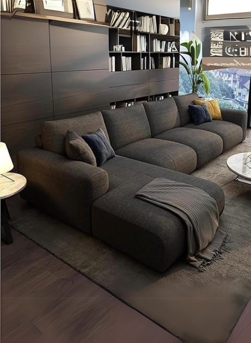 كستم ديكو أريكة Kustom Deco الحديثة المقطعية على شكل حرف L، قماش رمادي فاتح، كبيرة جدًا بأربعة مقاعد مع كرسي ووسائد زخرفية - Image 1