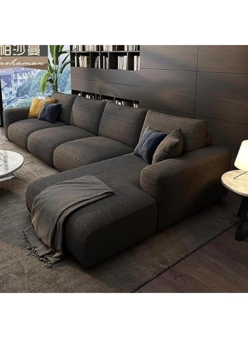 كستم ديكو أريكة Kustom Deco الحديثة المقطعية على شكل حرف L، قماش رمادي فاتح، كبيرة جدًا بأربعة مقاعد مع كرسي ووسائد زخرفية - Image 3